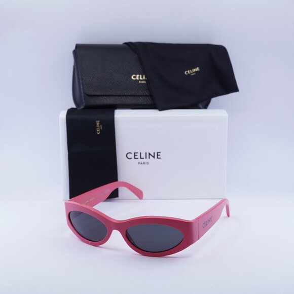 Celine CL40288I MONOCHROMS 74A Sunglasses Shiny Pink Cat Eye Frame, Grey Lenses - Picture 10 of 10